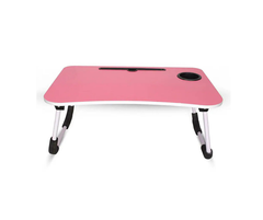 Foldable Laptop Study Table Wood Metal Cup Holder