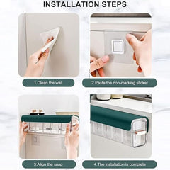 Wall-Mount Wrap Organizer – No-Drill Adhesive Rack