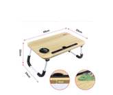 Foldable Laptop Study Table Wood Metal Cup Holder