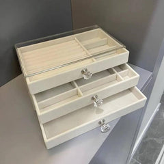 3-Layer Jewelry Organizer Box with Acrylic Cover
