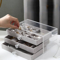 3-Layer Jewelry Organizer Box with Acrylic Cover