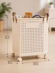 Foldable Rolling Laundry Hamper with Handle