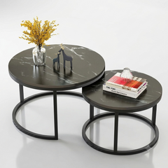 Luxury Black Marble Coffee Table Set