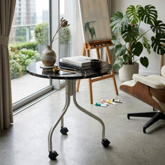 Rolling C-Shaped Side Table with Wheels 40x40x57 CM