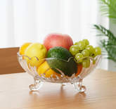 Crystal Clear Fruit Bowl Decorative Footed Serving Dish