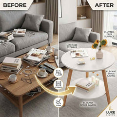 Modern Round Side Table with Storage Shelf