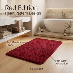 Heart Memory Foam Non Slip Bath Mat 50x80CM