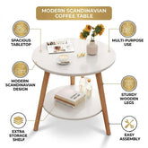 Modern Round Side Table with Storage Shelf