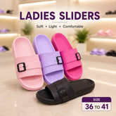 Ladies Sliders Buckle Multicolor Cushioned