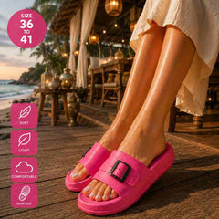 Ladies Sliders Buckle Multicolor Cushioned