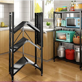 Metal Foldable Shelf Rack with Wheels | Storage Organizer