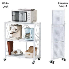 Metal Foldable Shelf Rack with Wheels | Storage Organizer