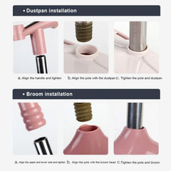 Cleaning Broom and Dustpan Set with Steel Stick