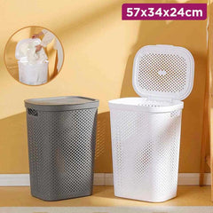 Laundry Basket with Lid Handles Ventilated Plastic