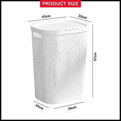 Laundry Basket with Lid Handles Ventilated Plastic