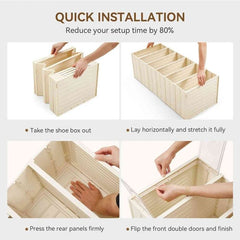 Foldable 6-layer double shoe organizer by Arbaana showing multiple compartments for storing shoes in a neat, space-saving design.