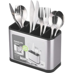 Kitchen Utensil Holder Stainless Steel - Large - 4 Compartment