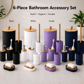 6-Piece Bathroom Accessory Set, Black Bamboo
