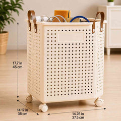 Foldable Rolling Laundry Hamper with Handle