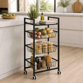 4-Tier Metal Rolling Kitchen Cart Trolley with Wheels 36x80cm