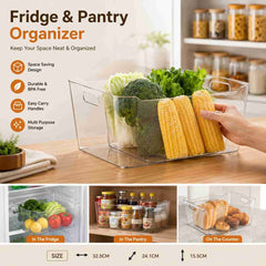 Clear Plastic Storage Bin – Fridge & Pantry Organizer