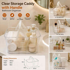 Clear Storage Caddy with Handle – Bathroom Organizer
