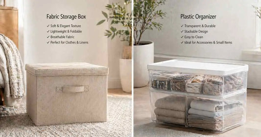 fabric storage box vs plastic organizer