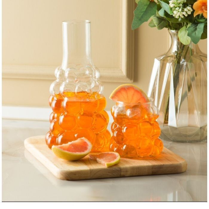 Bubble Glass Carafe & Cup Set – Aesthetic Bedside