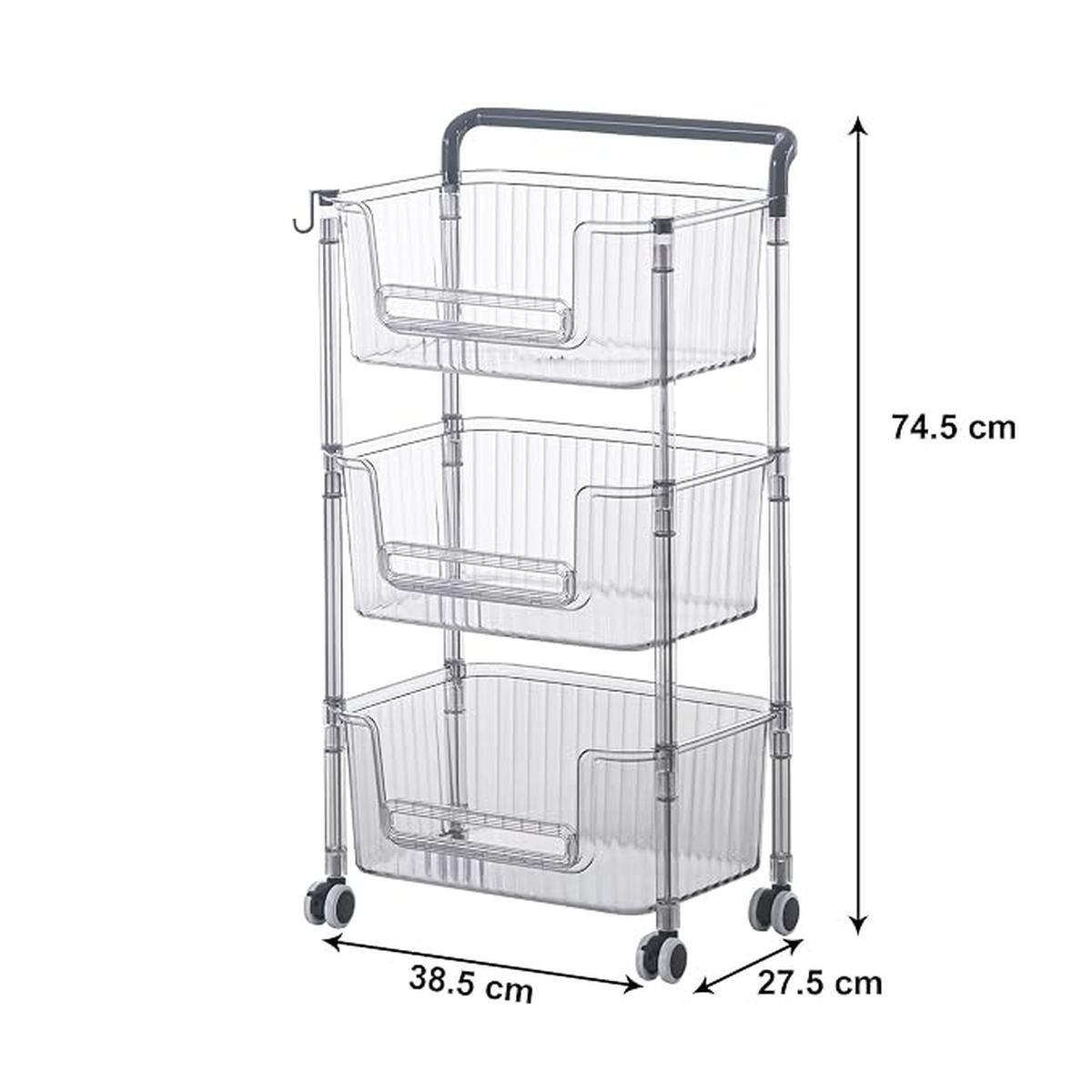 3 Layer Shelf | Trolley with Wheels 38.5D x 27.5W x 74.5H