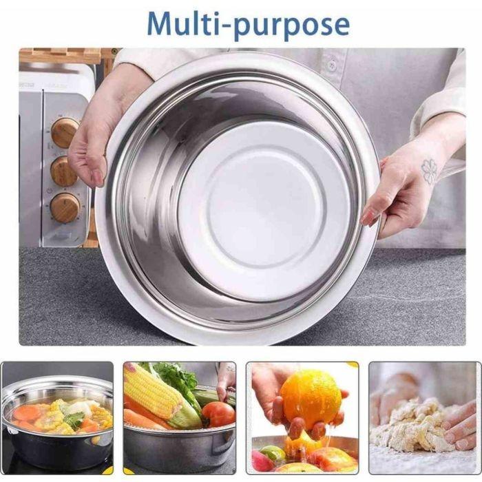 3 in 1 Multifunctional Stainless Steel Basin with Grater Vegetable Cutter Set