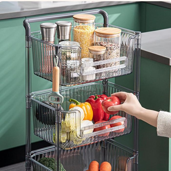 3-Tier Rolling Cart Organizer with Clear Baskets