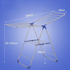 Foldable Wing Clothes Drying Rack Stand with Shelves