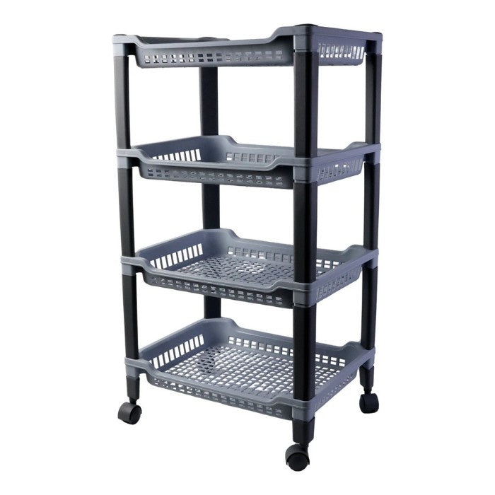 4-Layer Rolling Storage Cart Rack with Wheels