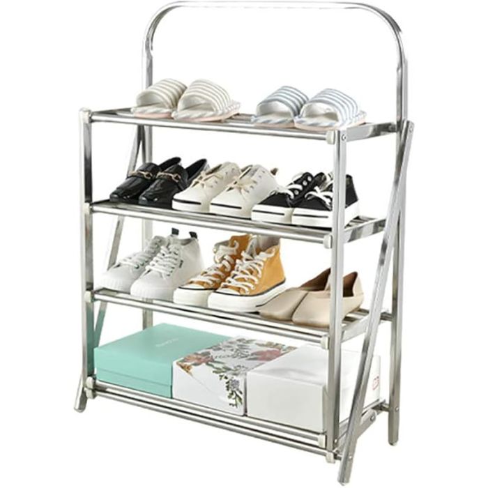Folding Multi-Tier Metal Shoe Rack
