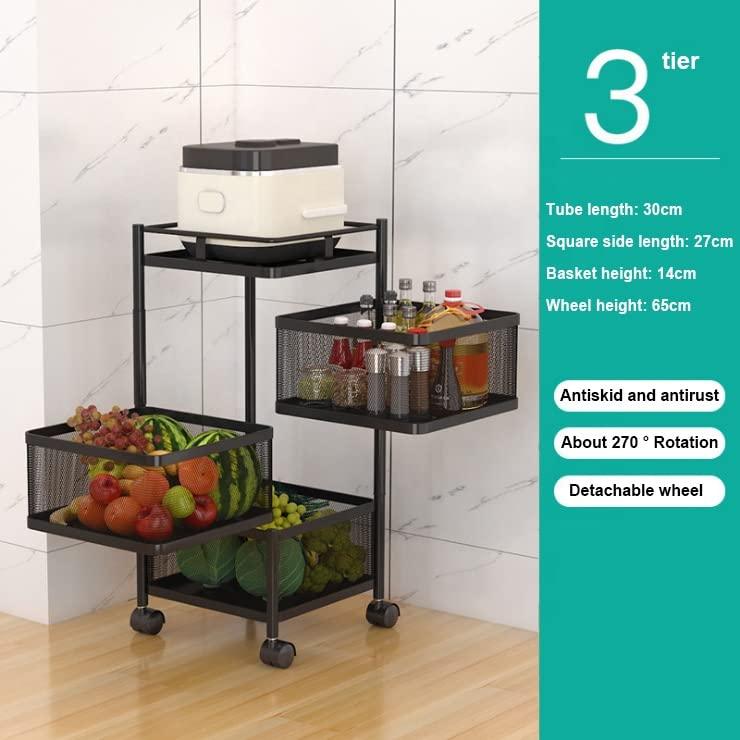 Square or Round Multi-Tiers Metal Storage Rack with Wheels