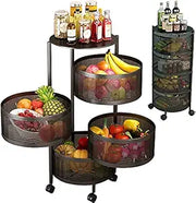 Square or Round Multi-Tiers Metal Storage Rack with Wheels