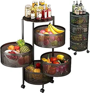 Square or Round Multi-Tiers Metal Storage Rack with Wheels