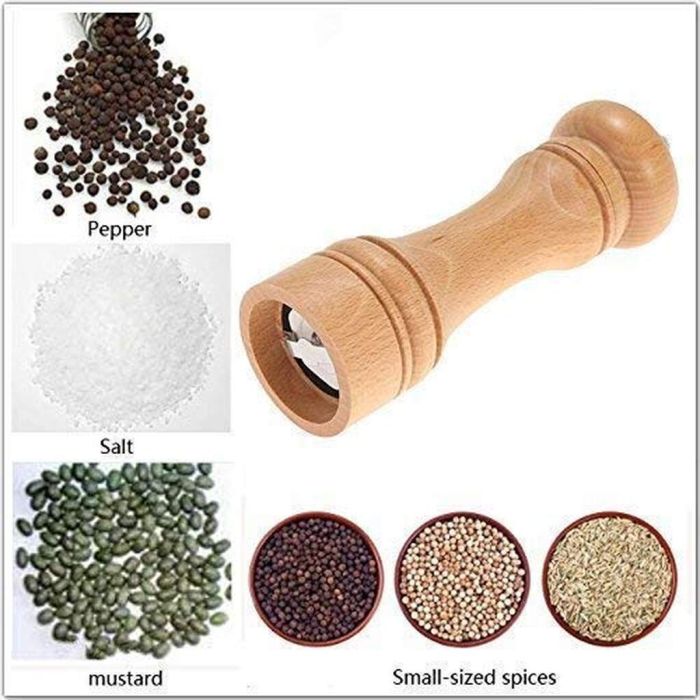20cm Wooden Pepper and Salt Grinder with Adjustable Ceramic Mill