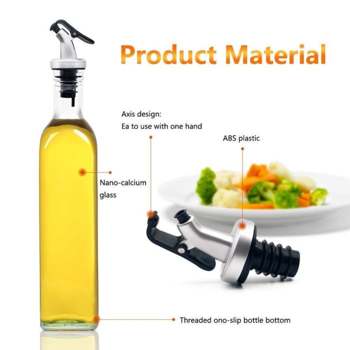 2-Piece Glass Oil and Vinegar Dispenser Set - 500ml