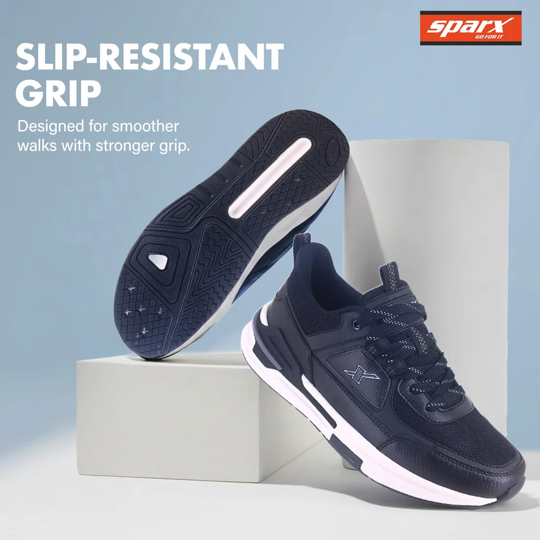 Sparx Men's Running Shoes Navy Slip-Resistant Sole
