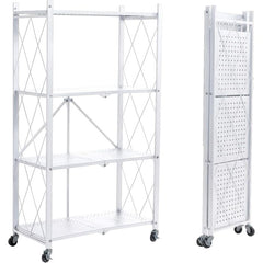 Metal Foldable Shelf Rack with Wheels | Storage Organizer