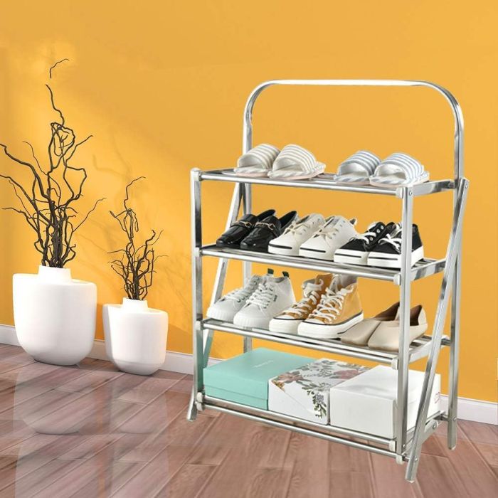 Folding Multi-Tier Metal Shoe Rack