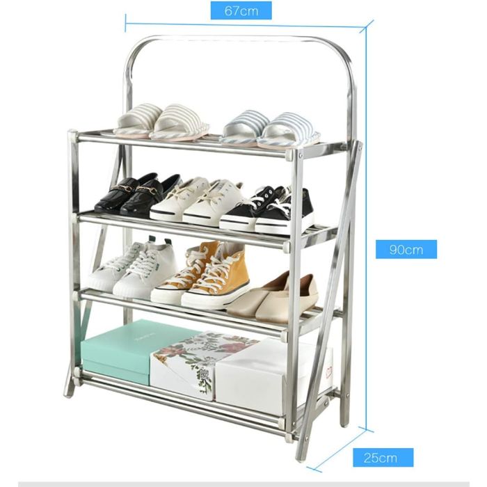 Folding Multi-Tier Metal Shoe Rack