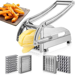 Arbaann stainless steel French fry cutter with two interchangeable blades for making uniform fries at home.