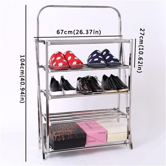 Folding Multi-Tier Metal Shoe Rack