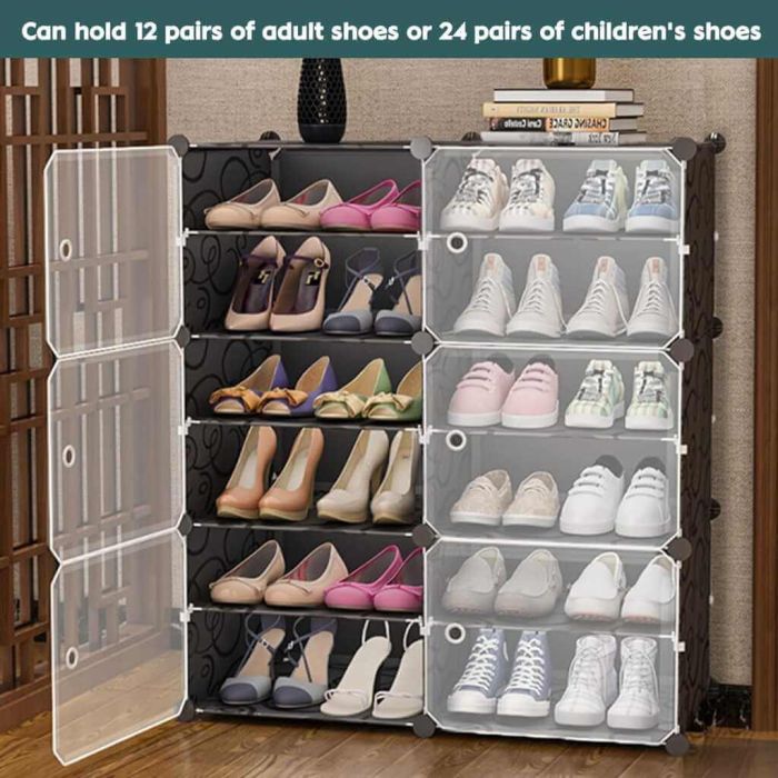 6 Layer Double Shoe Organizer with Transparent Doors