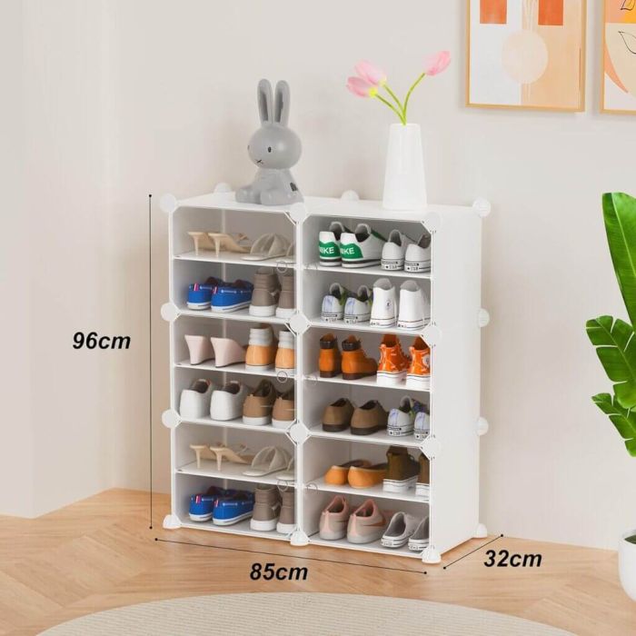 6 Layer Double Shoe Organizer with Transparent Doors