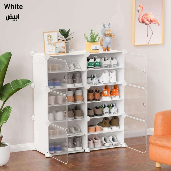 6 Layer Double Shoe Organizer with Transparent Doors