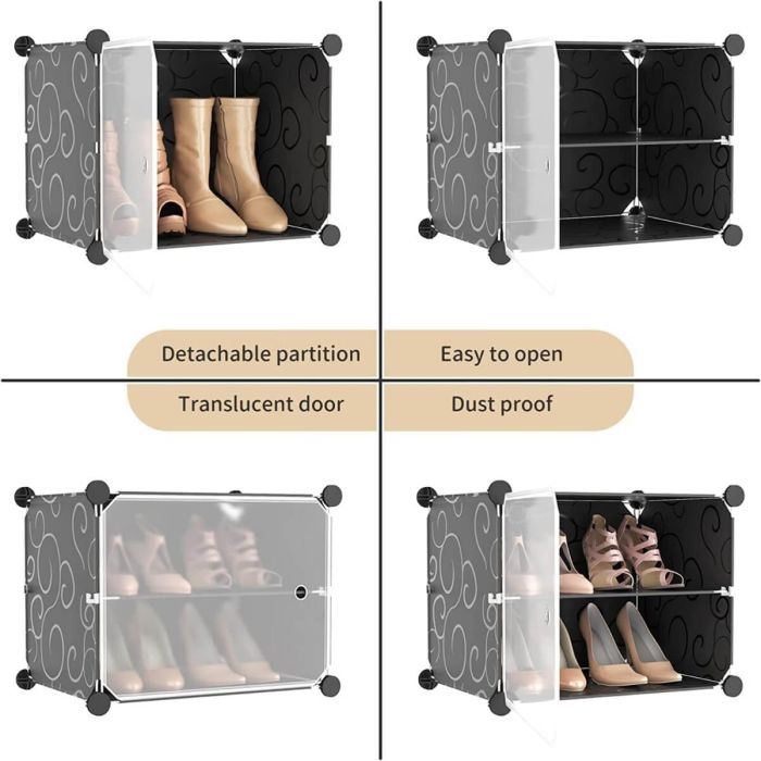 6 Layer Double Shoe Organizer with Transparent Doors