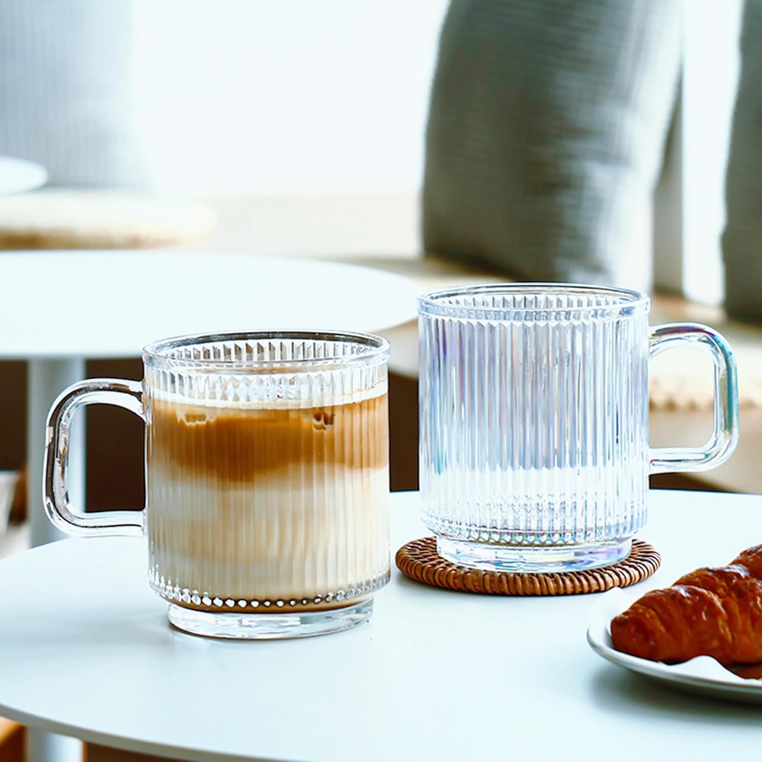 أكواب بمقابض وخطوط عمودية، 6 قطع